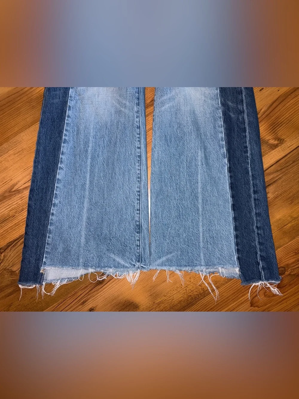 Mother The Tux Sidestepper Sneak Fray “Double Stacked” two-tone Jeans 29 - Picture 4 of 16